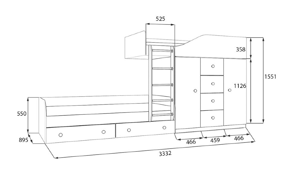 Двухъярусная кровать Астра 6