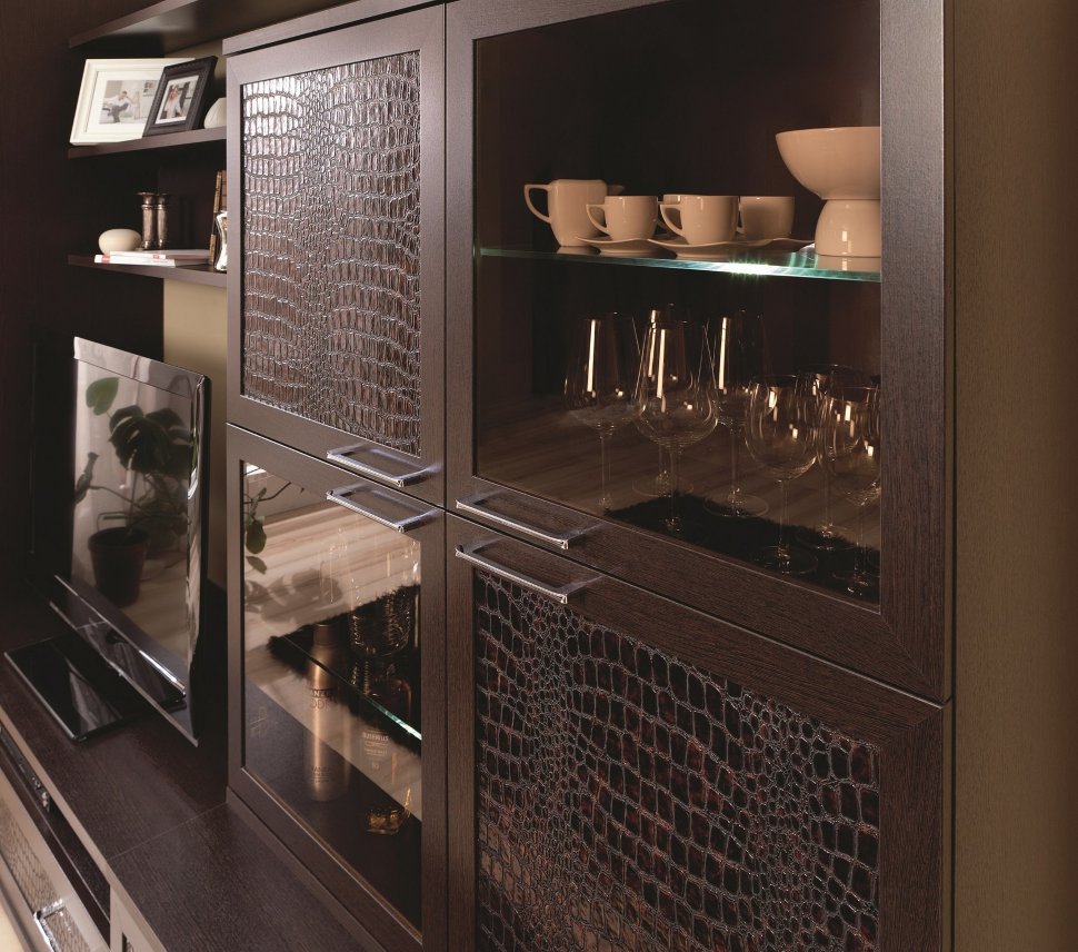 Шкаф-витрина Полка 4-х дверная (2 стеклодвери) Парма Люкс