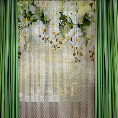 Комплект штор с тюлем Изумрудный Ажур