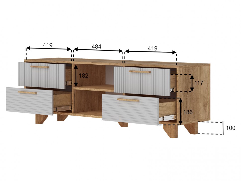 ТВ-тумба Ньерд с нишами