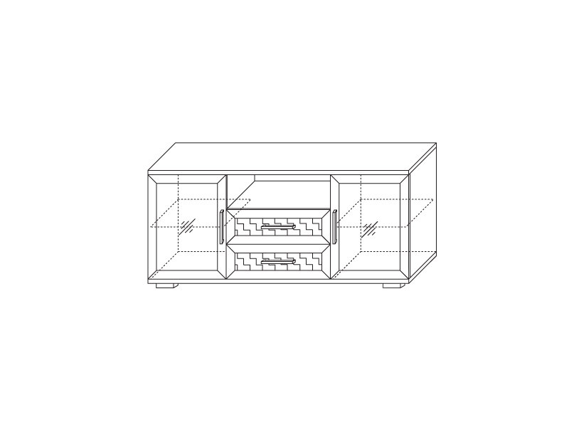 ТВ-тумба Тумба для аппаратуры высок. 1500 со стеклом Парма Люкс