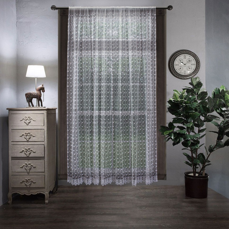 Тюль Цветочный мотив с вышивкой