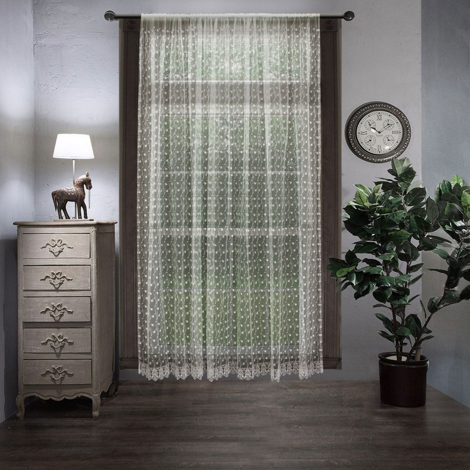 Тюль Цветочный мотив с вышивкой