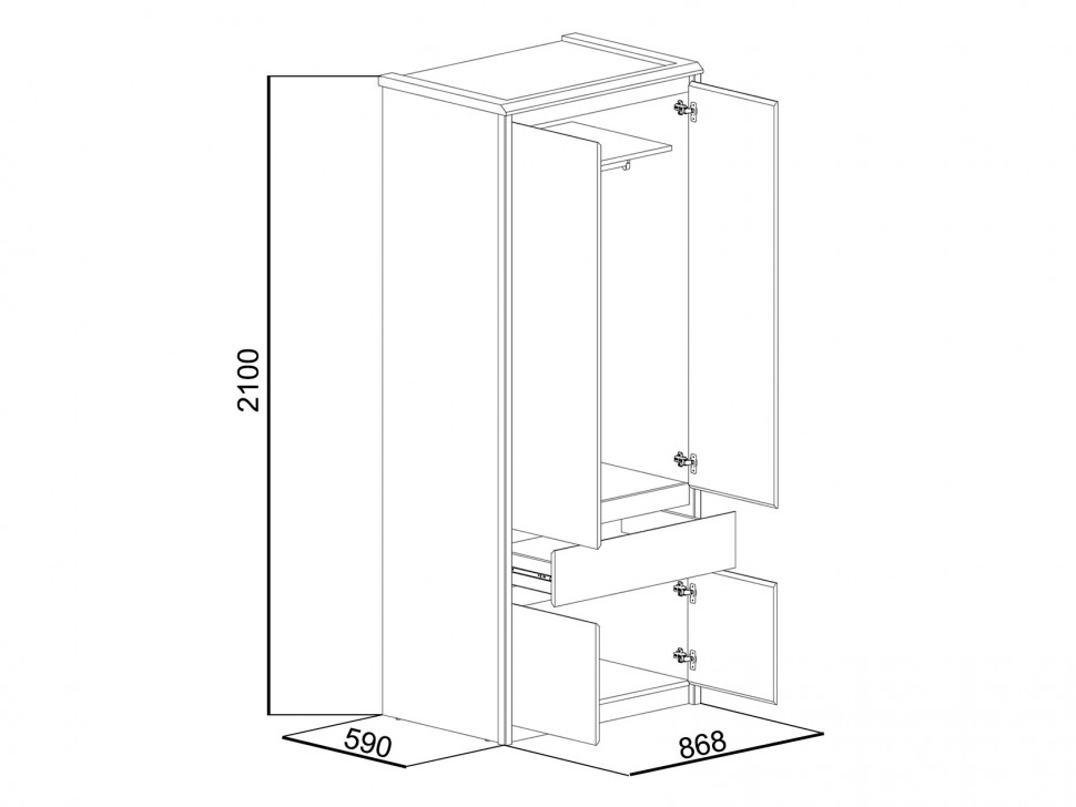 Распашной шкаф Шкаф 2 дв Сомма с ящ