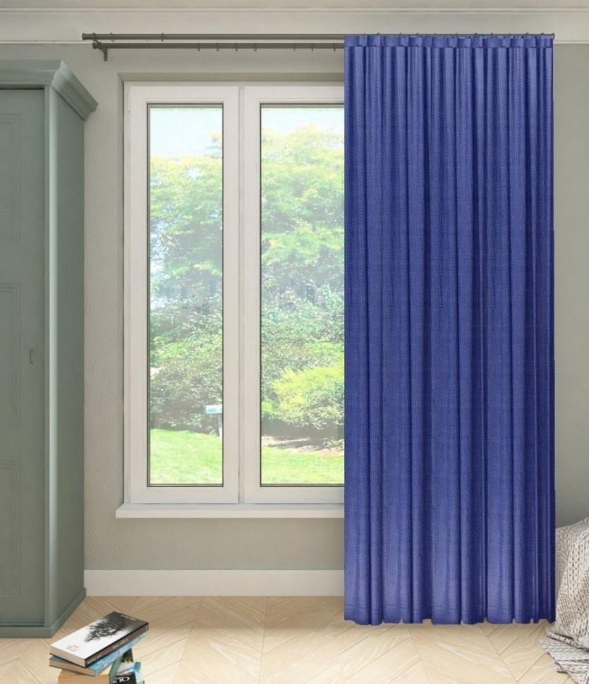 Штора Канвас синий