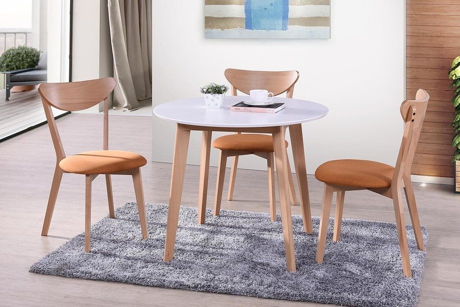 Обеденная группа для столовой и гостиной Стол BOSCO + Стул MAXI с мягким сидением (3 шт)