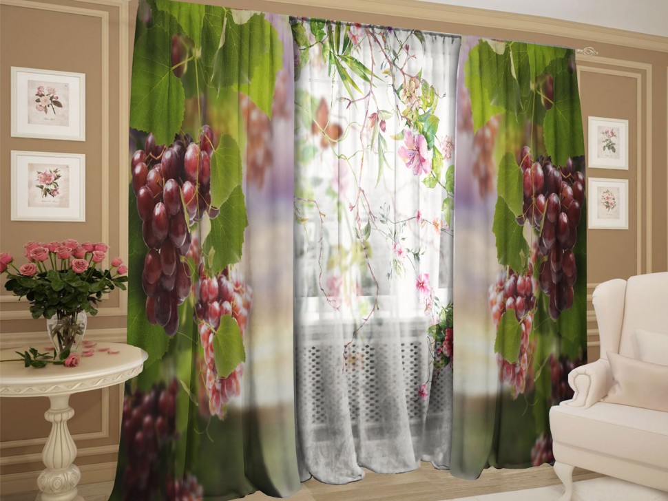 Комплект штор с тюлем Виноградная ветвь